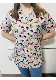 Orvosi-Nővérke tunika - szürke tacskós