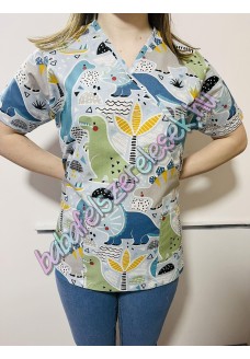 Orvosi-Nővérke tunika - világoskék dínós Orvosi-Nővérke tunika - világoskék dínós