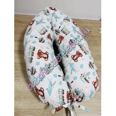 Szoptatós párna - menta-barna játékmacis