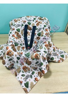 Babahordozó pléd - őszi erdei állatos