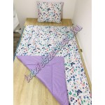 Ovis szett - Kék virágos - lila pöttyös