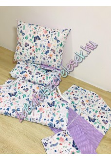 Ovis szett - Kék virágos - lila pöttyös