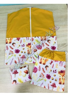 Mustár rókás ovizsák, tornazsák, babzsák