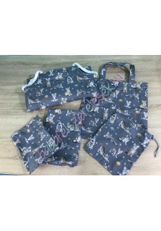 Ovis szett - szürke alapon cicás