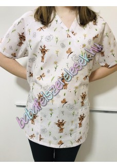 Orvosi-Nővérke tunika - őzikés-pitypangos