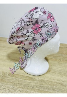 Műtős sapka - pasztell-lila virágos