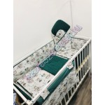 babaágynemű szett - pasztell menta-barna egérkés