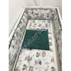 babaágynemű szett - pasztell menta-barna egérkés