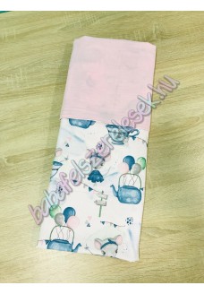 Pasztell rózsaszín-kék egérkés nyári dupla géz takaró