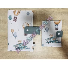 Pelenkázó neszeszer - zöld hőlégballonos-macis