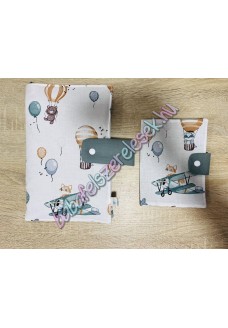 Pelenkázó neszeszer - zöld hőlégballonos-macis