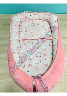 Babafészek - barack balerina nyuszis + pihe-puha barack minky Babafészek - barack balerina nyuszis + pihe-puha barack minky