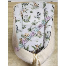 Babafészek - szafaris + pihe-puha bézs minky