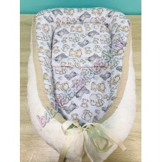 Babafészek - zebrás-elefántos + pihe-puha bézs minky