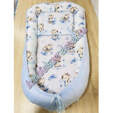 Babafészek - kék álom zsiráfos + pihe-puha világoskék minky