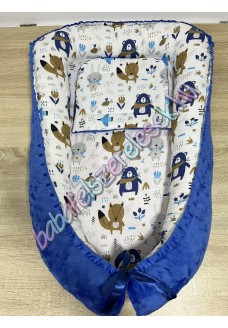 Babafészek - bézs állatos + pihe-puha minky Babafészek - bézs állatos + pihe-puha minky