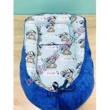 Babafészek - kék boy + pihe-puha királykék minky Babafészek - kék boy + pihe-puha királykék minky