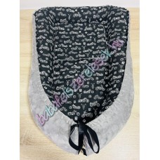 Babafészek - fekete motoros + pihe-puha középszürke minky