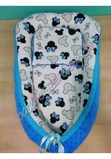 Babafészek - kék mickey egeres + pihe-puha minky
