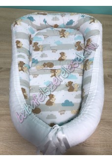 Babafészek - menta-barna macis + pihe-puha minky