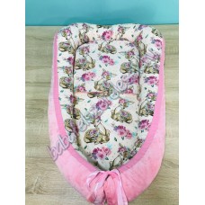 Babafészek - rózsaszín bambis + pihe-puha minky