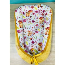 Babafészek - mustár rókás + pihe-puha mustár minky