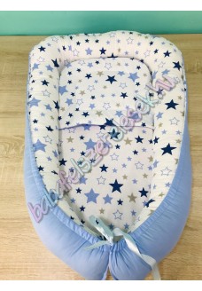 Babafészek - fehér-kék csillagos