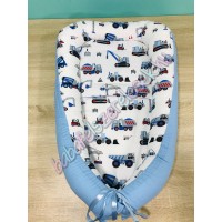 Babafészek - fehér-kék munkagépes