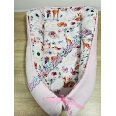 Babafészek - prémium őzike csodái + pihe-puha rózsaszin minky