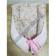 Babafészek - rózsaszín állatcsaládos + pihe-puha világosrózsaszín minky