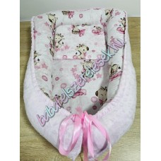 Babafészek - rózsaszín álom zsiráfos + pihe-puha rózsaszín minky