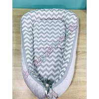 Babafészek - szürke chevron + pihe-puha szürke minky