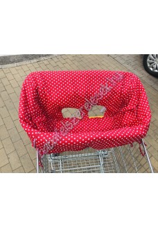 Piros pöttyös bevásárlókocsi huzat