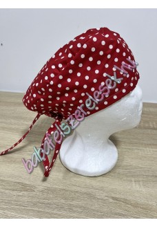 Műtős sapka - piros pöttyös