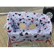 Piros-szürke minnie fejes bevásárlókocsi huzat