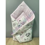 Babaágynemű szett - rózsaszín-szürke állatos