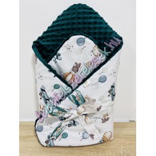 Pihe-puha pólya - zöld hőlégballonos-macis Pihe-puha pólya - zöld hőlégballonos-macis