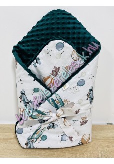 Pihe-puha pólya - zöld hőlégballonos-macis Pihe-puha pólya - zöld hőlégballonos-macis