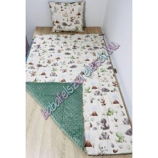 Bézs-zöld dínós prémium ágynemű 