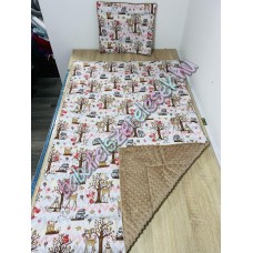 Kávébarna-bézs erdei állatos prémium ágynemű 