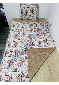 Kávébarna-bézs erdei állatos prémium ágynemű 