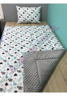 menta-szürke dínós prémium ágynemű 