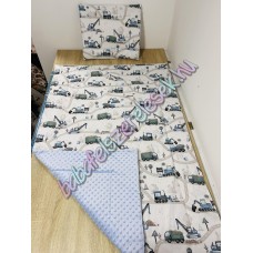 Kék-szürke útépítős prémium ágynemű 