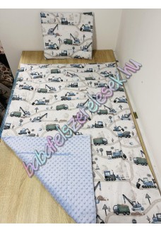 Kék-szürke útépítős prémium ágynemű 