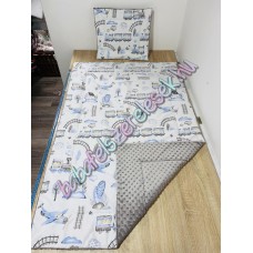 kék vonatos prémium ágynemű 