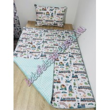 Menta-zsálya vonatos prémium ágynemű 