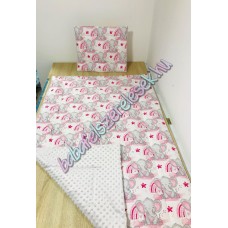 Rózsaszín szivárvány elefántos prémium ágynemű 