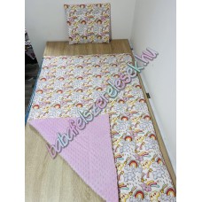 Rózsaszín szivárványos-csillagos prémium ágynemű 