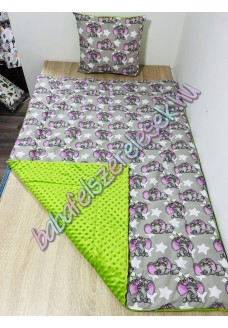 Rózsaszín-szürke elefántos prémium ágynemű 