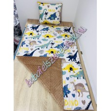 Sárga-kék dínós prémium ágynemű 